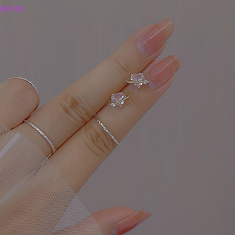 1 Đôi Bông Tai Hình Trái Tim Đính Đá Zircon Màu Hồng Thời Trang Dành Cho Nữ Mới