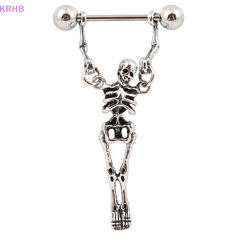 Khuyên Nhũ Hoa Hình Đầu Lâu Bằng Hợp Kim Phong Cách Gothic Punk Quyến Rũ Cho Nữ Mới