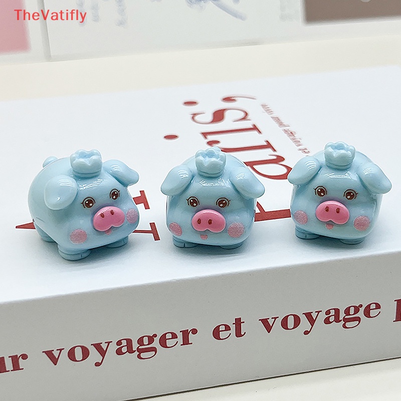 [Thevalifly] Móc Khóa Resin Hình Chú Heo Hoạt Hình Đội Vương Miện Thủ Công DIY