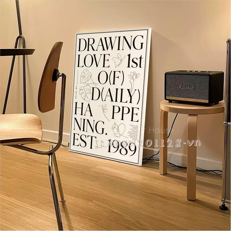 Tranh Vẽ Chữ Tiếng Anh Trắng Đen Treo Tường Trang Trí Phòng Khách