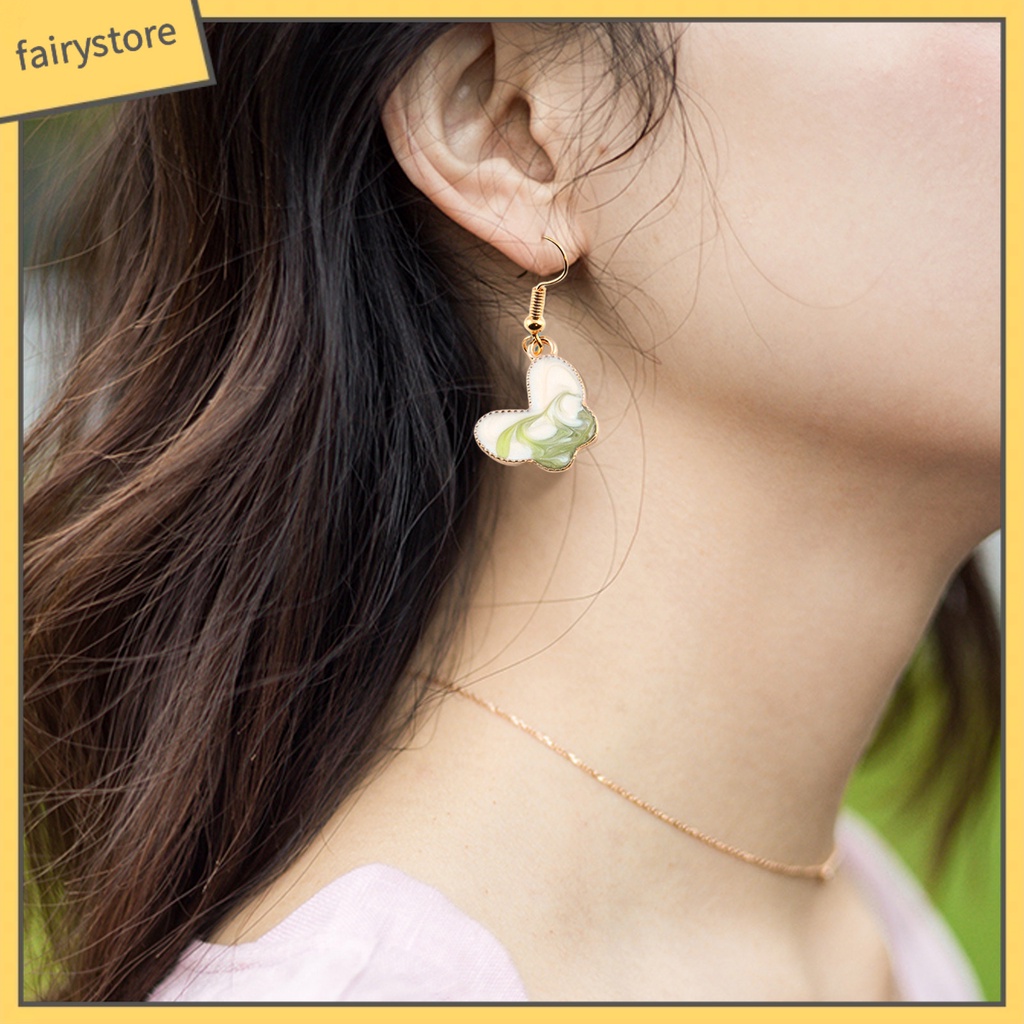 1 Đôi Bông Tai Móc Hình Bướm Sơn Dầu Dễ Thương Dành Cho Nữ