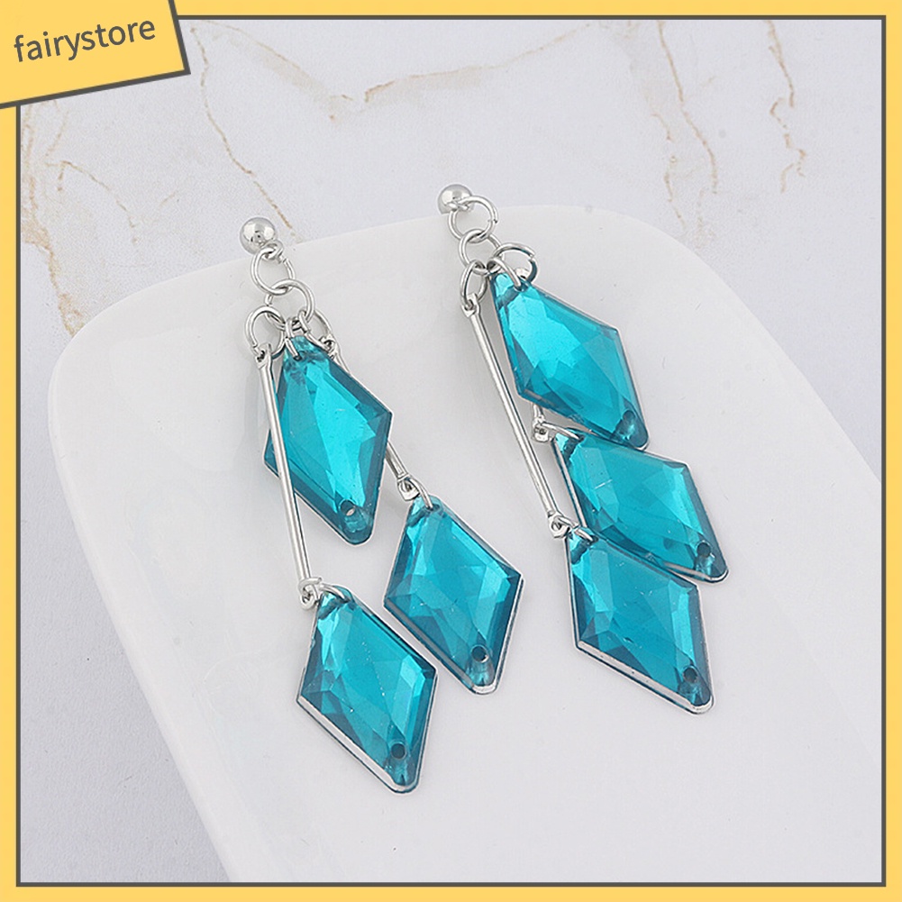 Bông Tai Dạng Kẹp Hình Học Bằng Acrylic Màu Xanh Dương Thời Trang Cho Nữ