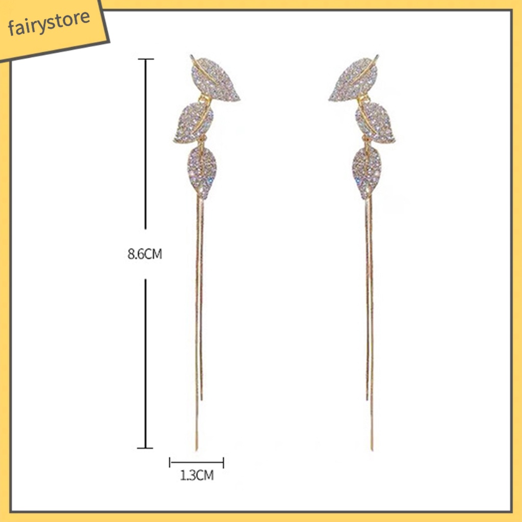 1 Đôi Bông Tai Dáng Dài Hình Chiếc Lá Bằng Hợp Kim Sáng Dành Cho Nữ