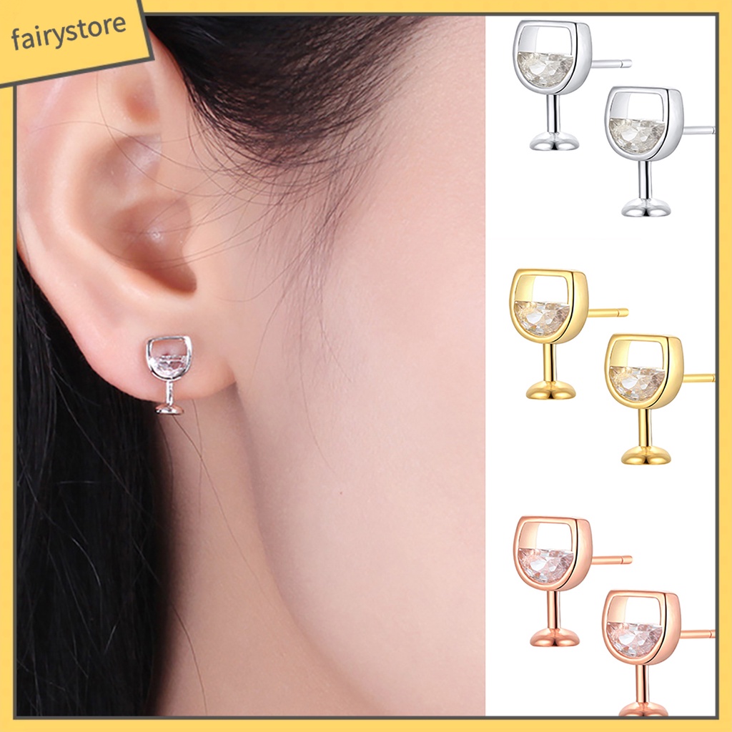 1 Đôi Bông Tai Đính Đá Zircon Chống Gỉ Thời Trang Dành Cho Nữ