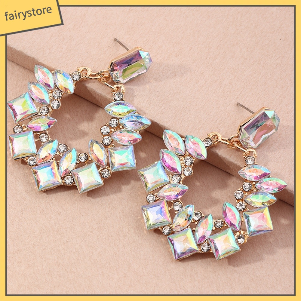 Khuyên Tai Tròn Đính Đá Lấp Lánh Thời Trang Cho Nữ