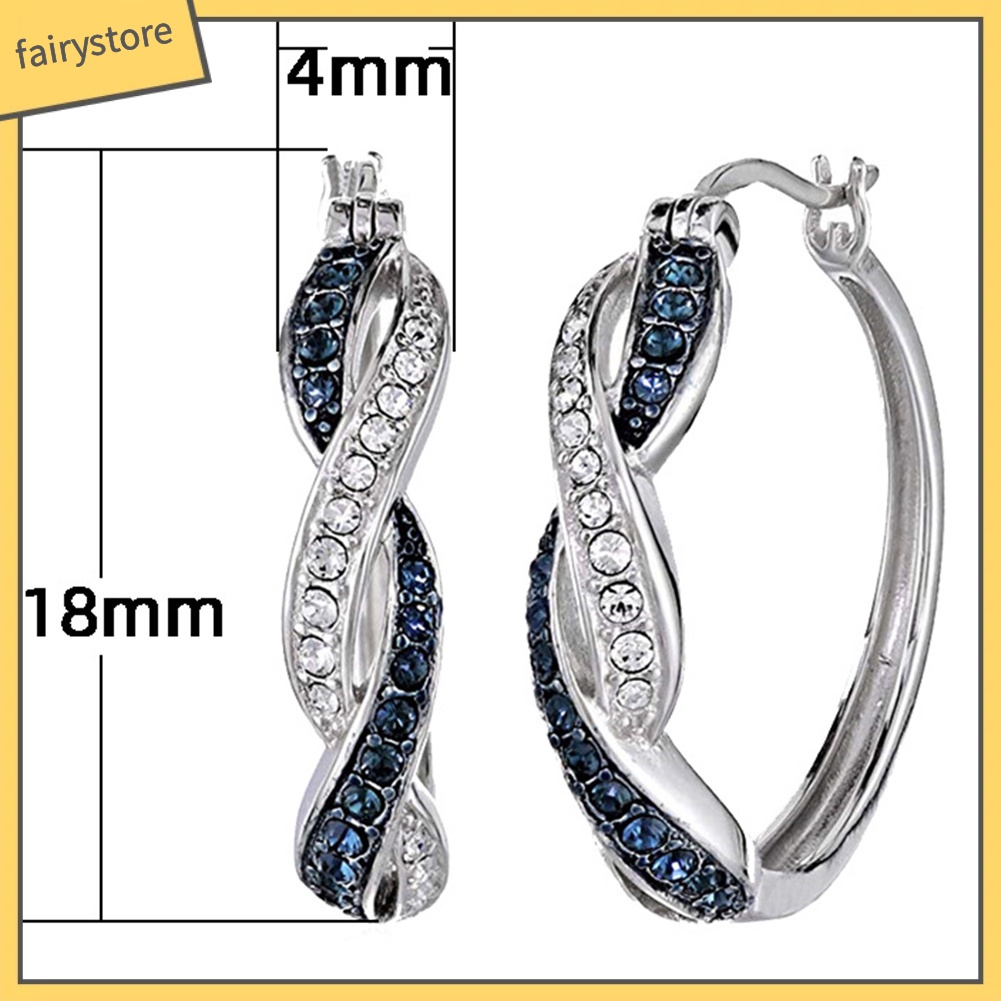 Khuyên Tai Tròn Hai Tông Màu Bằng Hợp Kim Đính Đá Thời Trang Dành Cho Nữ