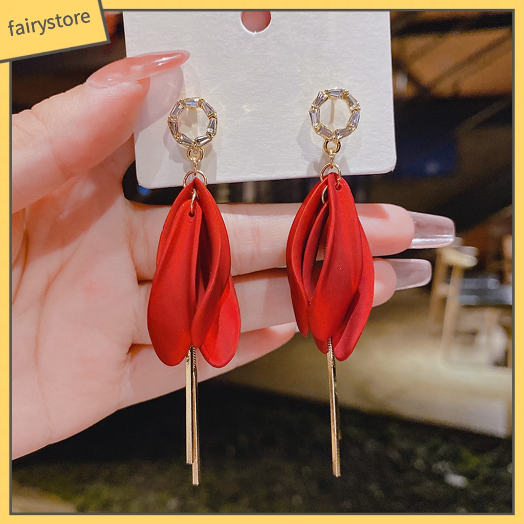 1 Đôi Bông Tai Hình Học Dáng Dài Đính Đá Zircon Phong Cách Hàn Quốc Thanh Lịch