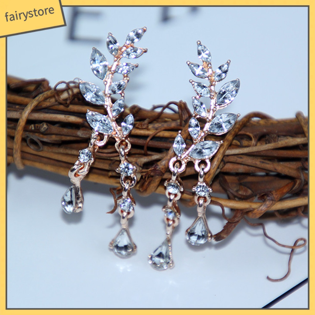 1 Đôi Bông Tai Hình Chiếc Lá Bằng Hợp Kim Lấp Lánh Dành Cho Nữ