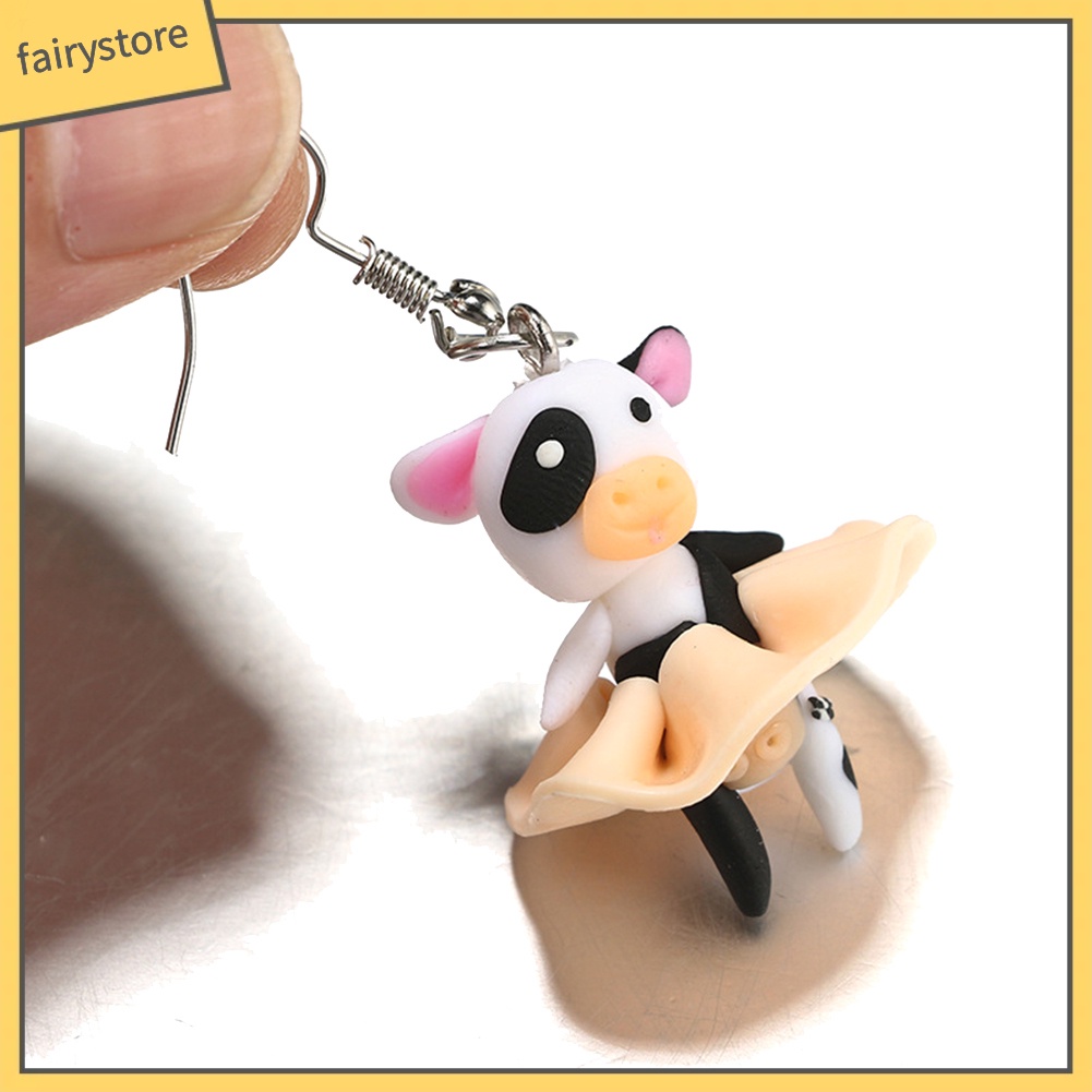 Bông Tai Dạng Móc Hình Thú Hoạt Hình 3D Bằng Đất Sét Polymer Dễ Thương Cho Nữ