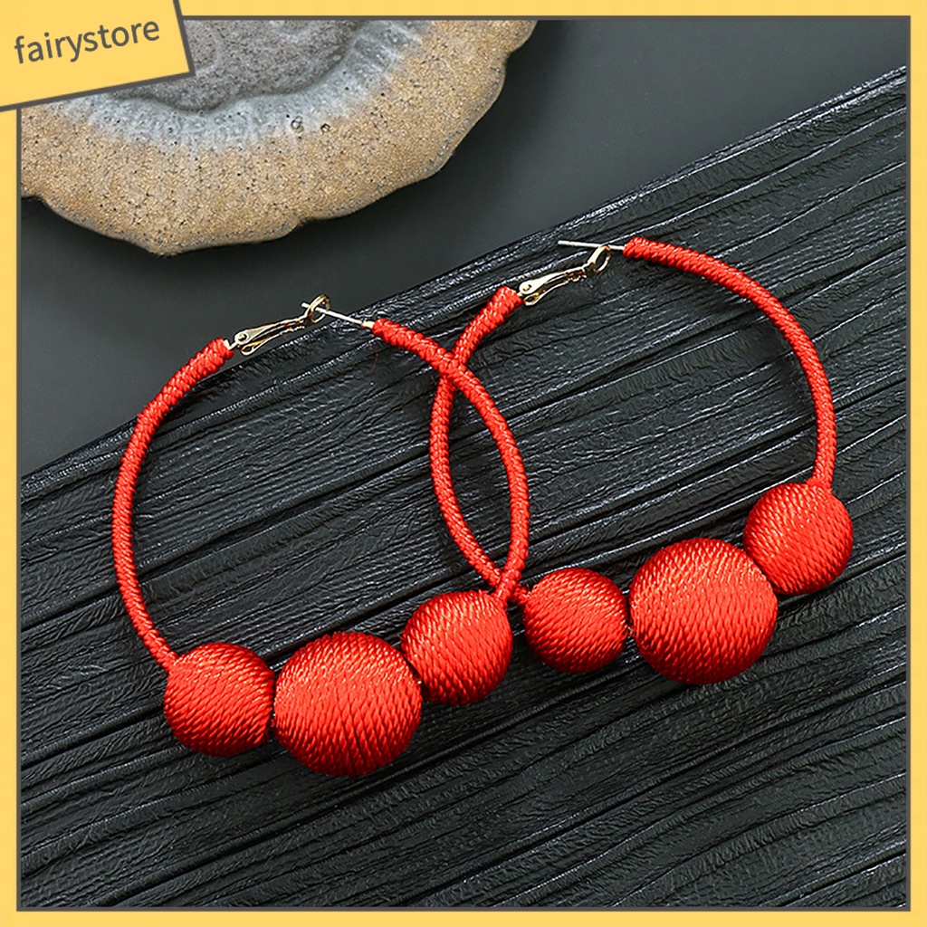 1 Đôi Bông Tai Dáng Dài Phối Tua Rua Màu Đỏ Thời Trang Dự Tiệc Cưới / Lễ Hội Cho Nữ