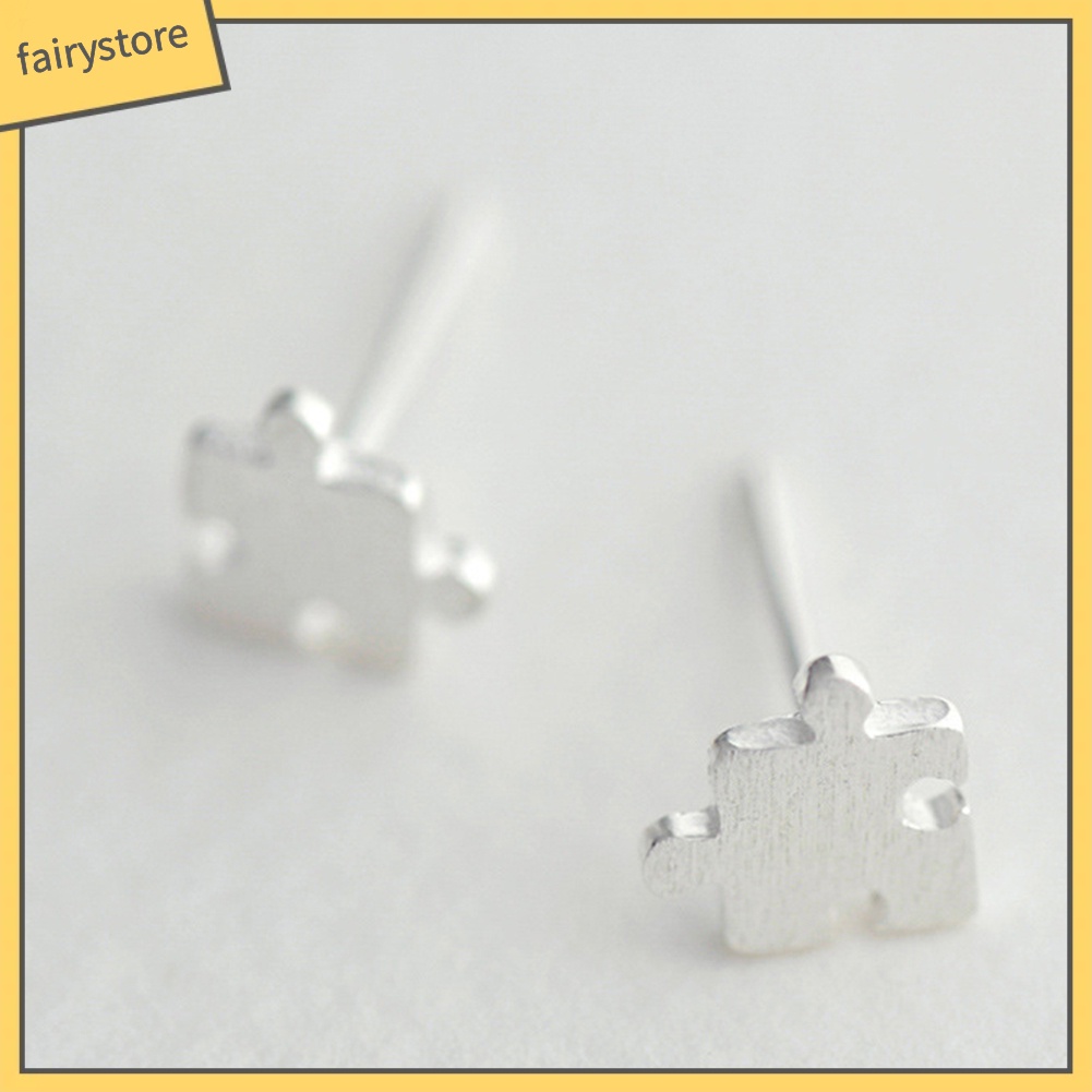 Bông Tai Mạ Bạc Hình Mảnh Ghép Thời Trang Dành Cho Nữ