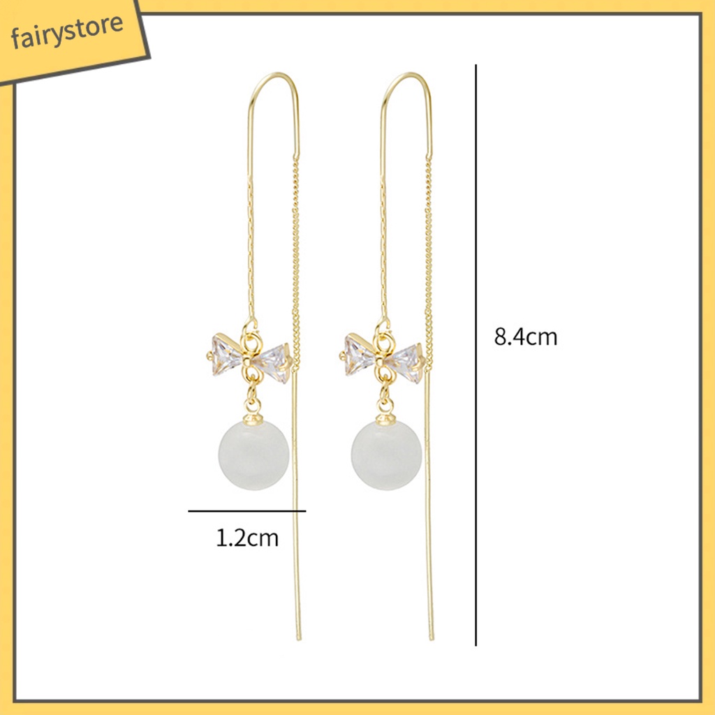 1 Đôi Bông Tai Hình Nơ Đính Đá Zircon Phong Cách Hàn Quốc Dành Cho Cô Dâu