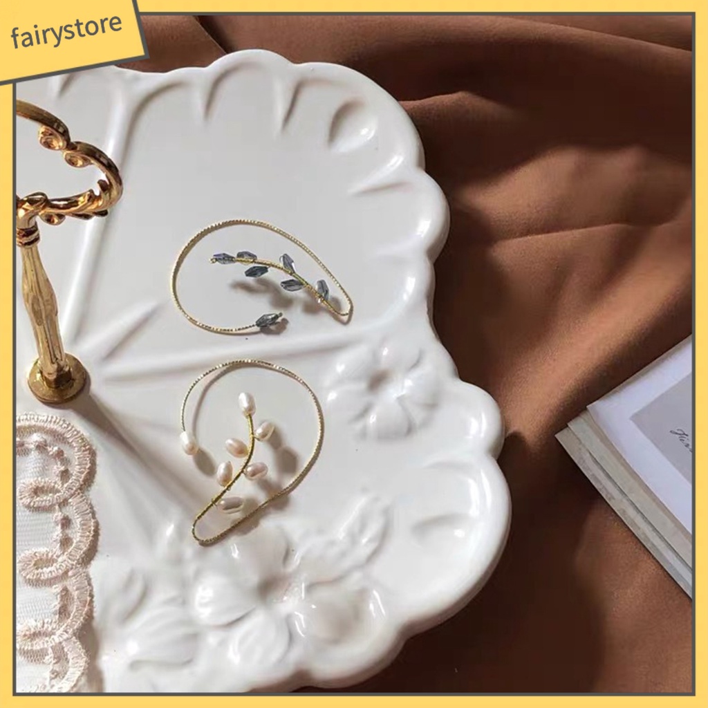 1 Khuyên Kẹp Vành Tai Đính Đá / Ngọc Trai Nhân Tạo Hình Bông Hoa Thời Trang