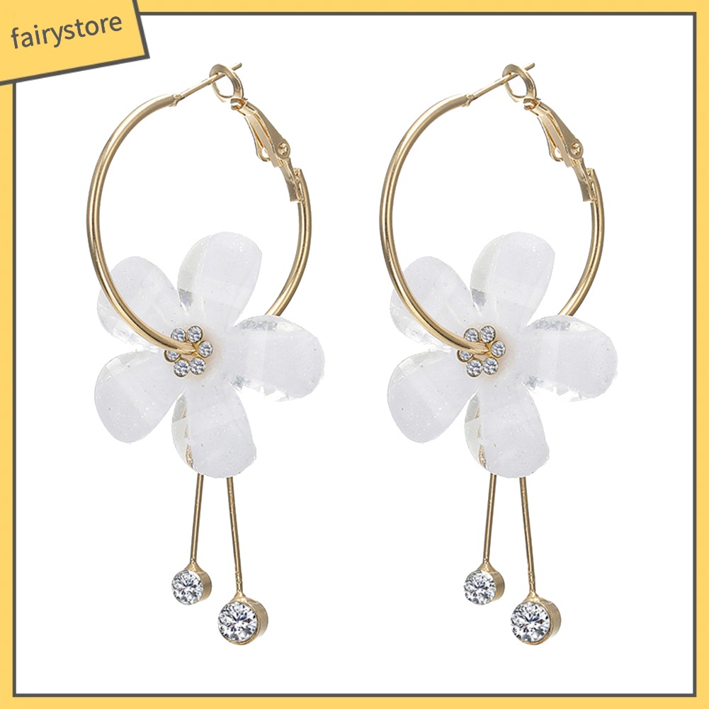 Bông Tai Hình Tròn Cỡ Lớn Đính Đá Phối Tua Rua Thời Trang Cho Nữ