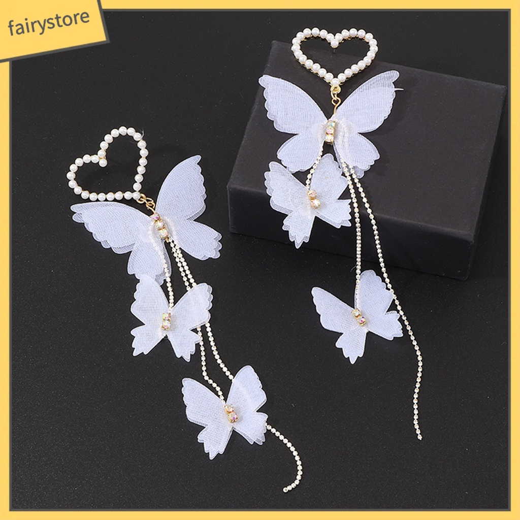 1 Đôi Bông Tai Hợp Kim Thả Ngọc Trai / Bướm / Trái Tim Thời Trang