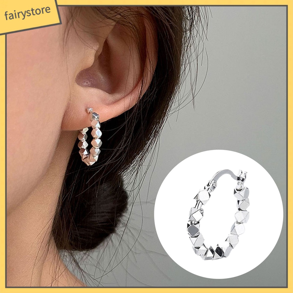 1 Đôi Bông Tai Xỏ Hạt Cườm Hình Vuông Phong Cách Hàn Quốc Dành Cho Nữ