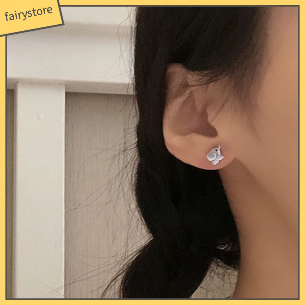 1 Đôi Bông Tai Xỏ Lỗ Hình Chú Voi Tinh Tế Dành Cho Nữ