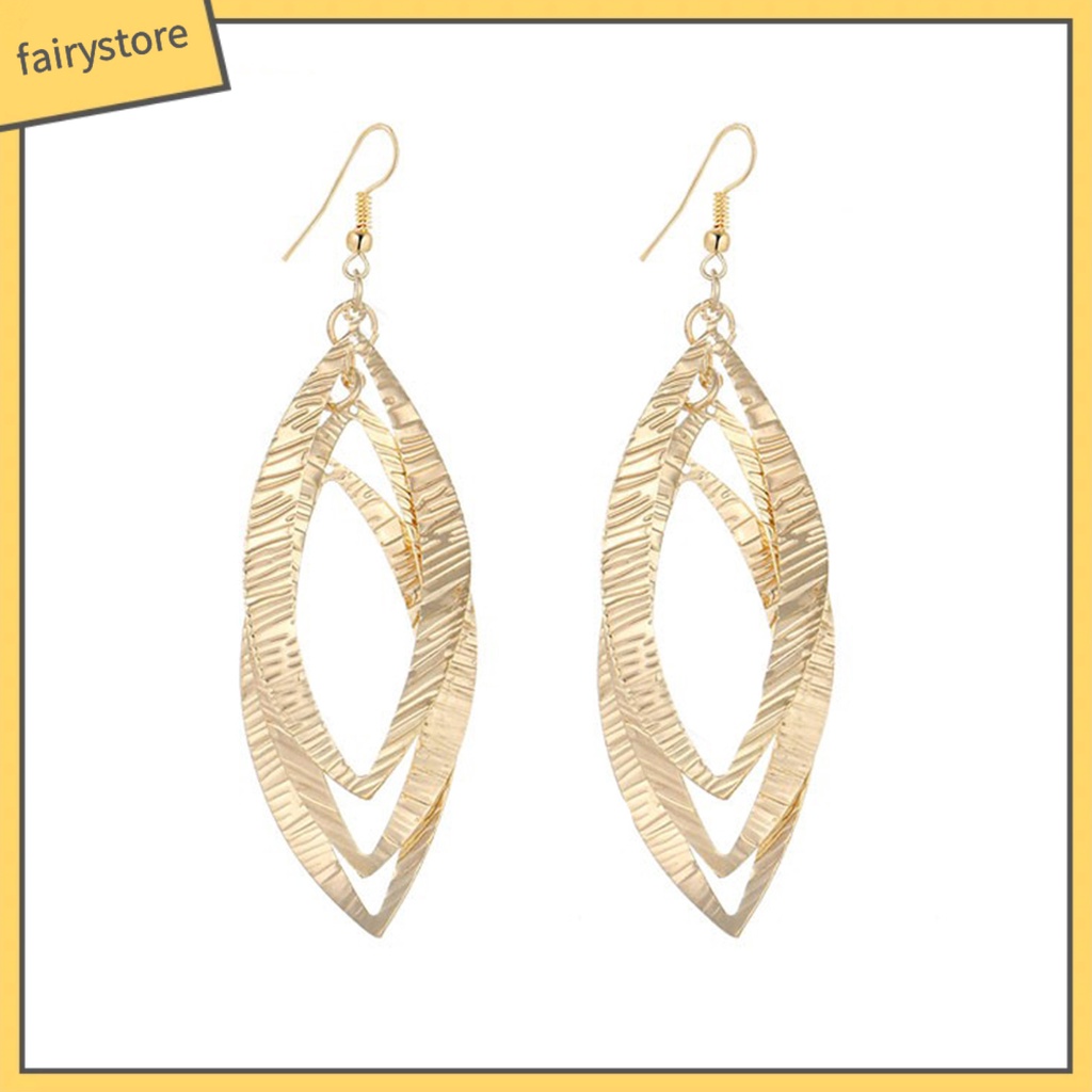 1 Đôi Bông Tai Dáng Dài Hình Chiếc Lá Bằng Hợp Kim Thân Thiện Với Da Chống Mòn Thời Trang Cho Nữ