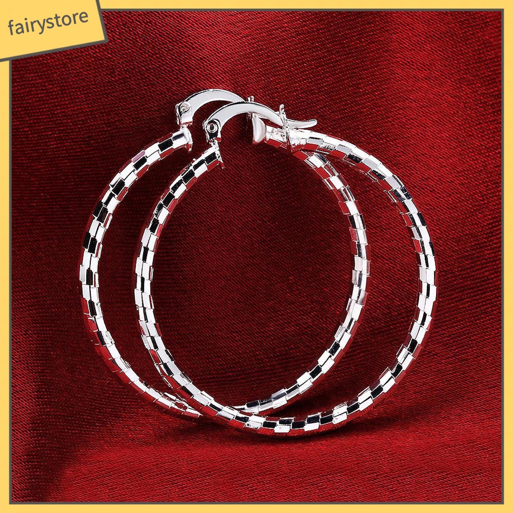 Bông Tai Mạ Bạc Hình Tròn Thời Trang Dành Cho Nữ