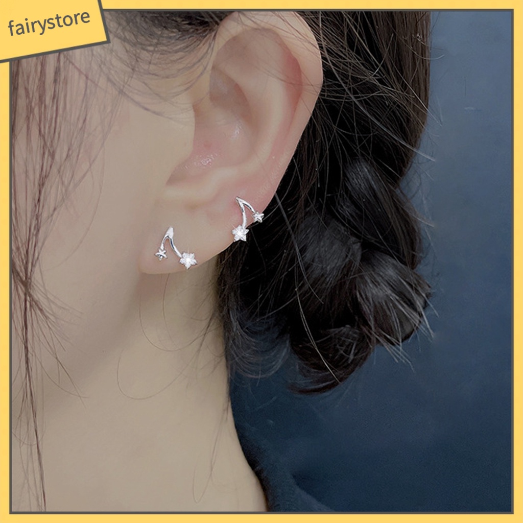 1 Đôi Bông Tai Hình Ngôi Sao Năm Cánh Đính Đá Màu Sắc Ngọt Ngào