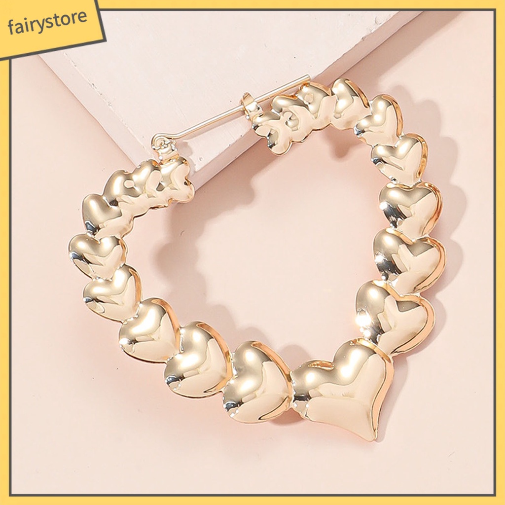 1 Cặp Bông Tai Hình Trái Tim Mạ Màu Trơn Phong Cách Cổ Điển Cho Nữ