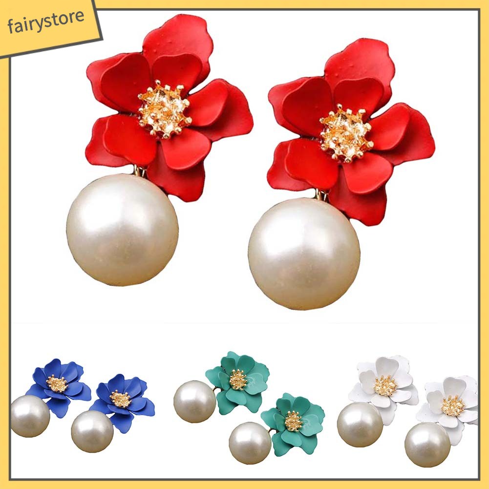 Bông Tai Hình Hoa Đính Ngọc Trai Giả Ngọt Ngào Thời Trang Mùa Hè Cho Nữ