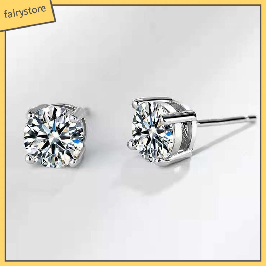 1 Đôi Bông Tai Hình Học Đính Đá Phong Cách Hàn Quốc Thời Trang