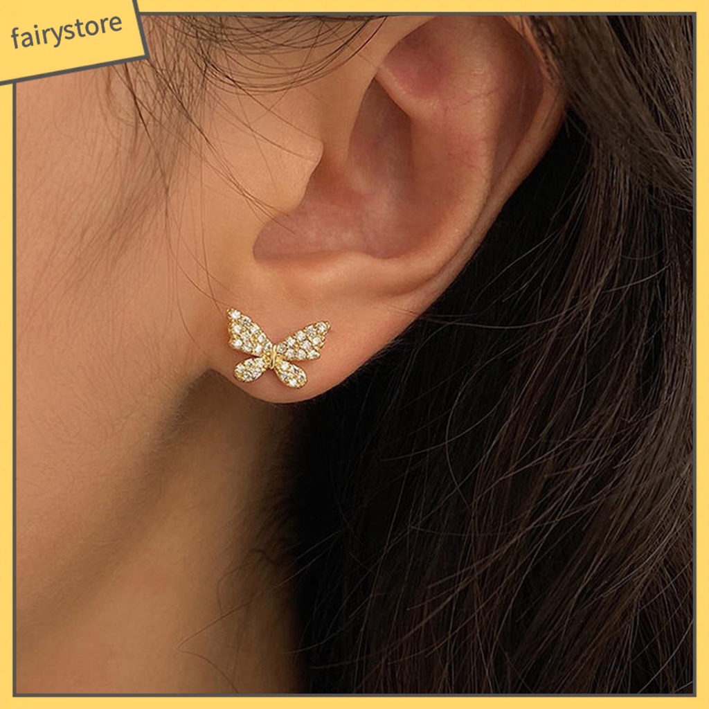 1 Đôi Bông Tai Hình Bướm Bằng Hợp Kim Tinh Tế Dành Cho Nữ