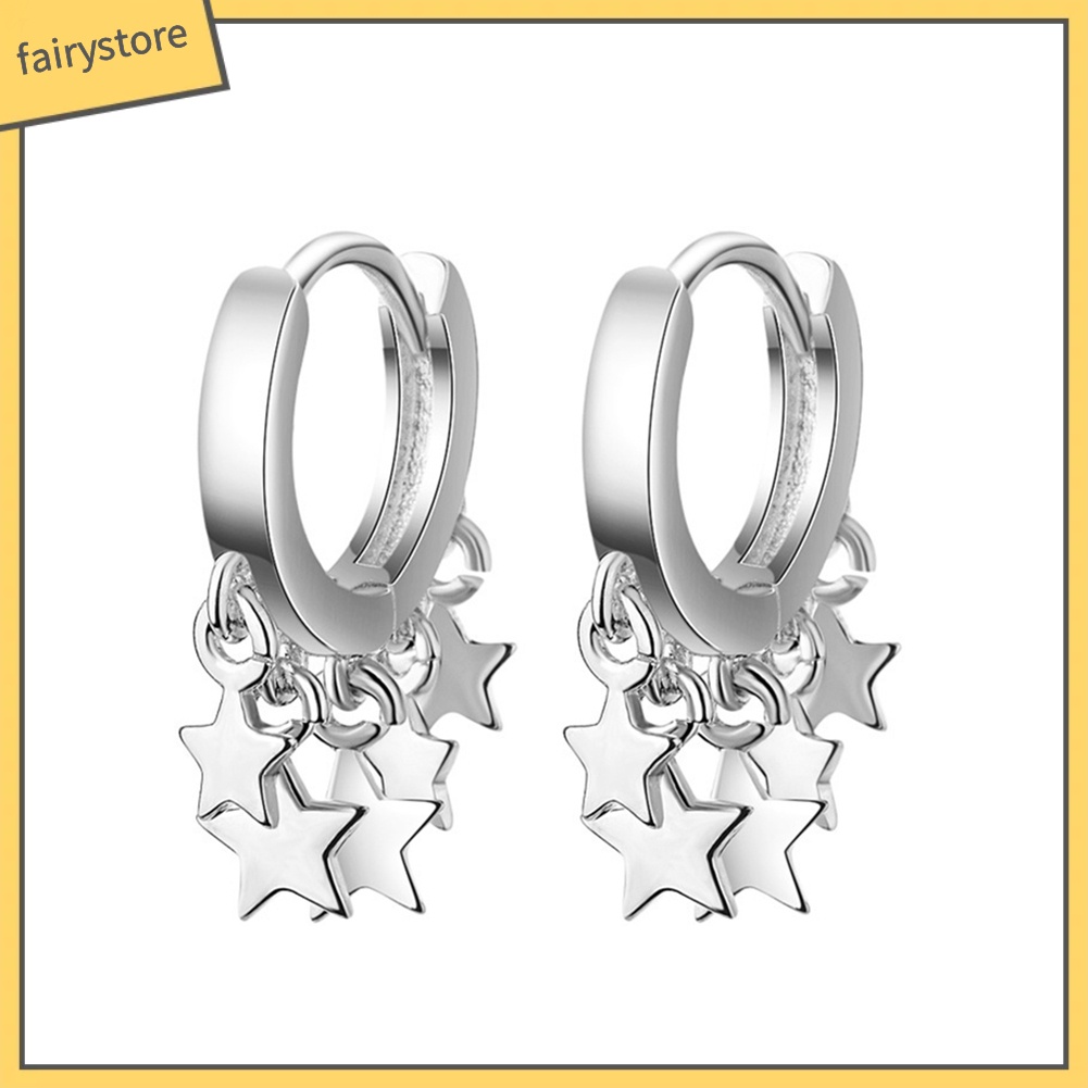 Khuyên Tai Dạng Vòng Thả Tua Rua Hình Ngôi Sao Thời Trang Cho Nữ