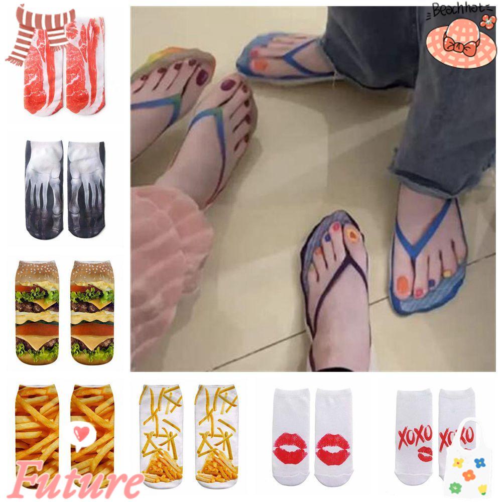 Vớ Cotton Mềm Cổ Thấp Thoải Mái In Họa Tiết 3D Cho Thanh Thiếu Niên