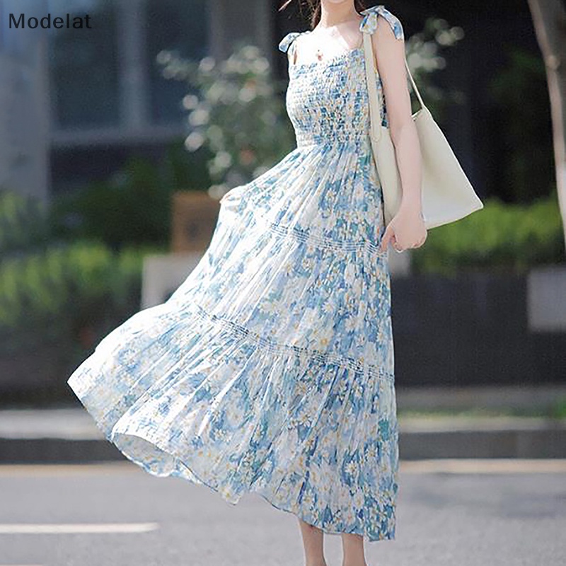 Mfc Đầm Hai Dây Dáng Dài In Hoa Phong Cách Vintage Hàn Quốc Ngọt Ngào Thanh Lịch Dành Cho Bạn Nữ WTD