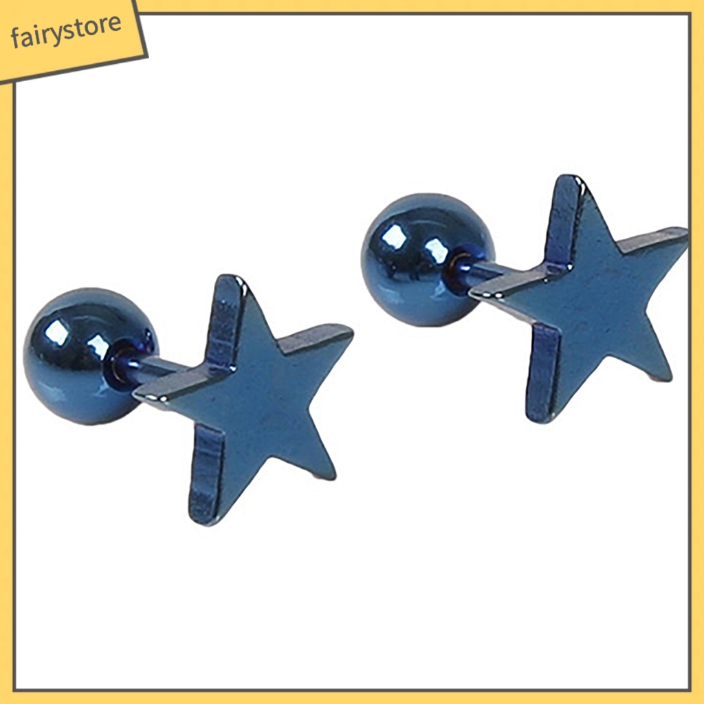 1 Đôi Bông Tai Hình Ngôi Sao Năm Cánh Bằng Hợp Kim Unisex