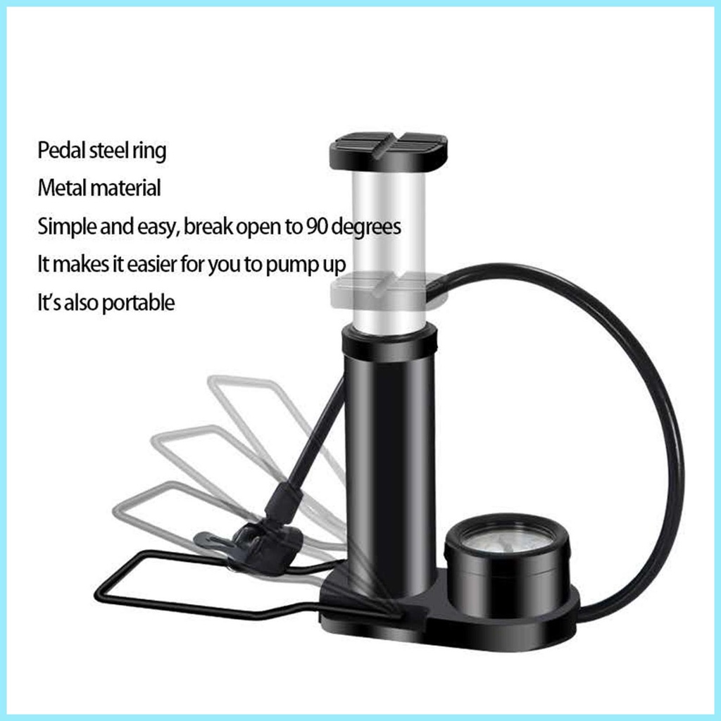 Ống Bơm Hơi Đạp Chân Di Động Bằng Hợp Kim Nhôm Có Đồng Hồ Đo Áp Suất Cho Xe Đạp / Bóng Rổ