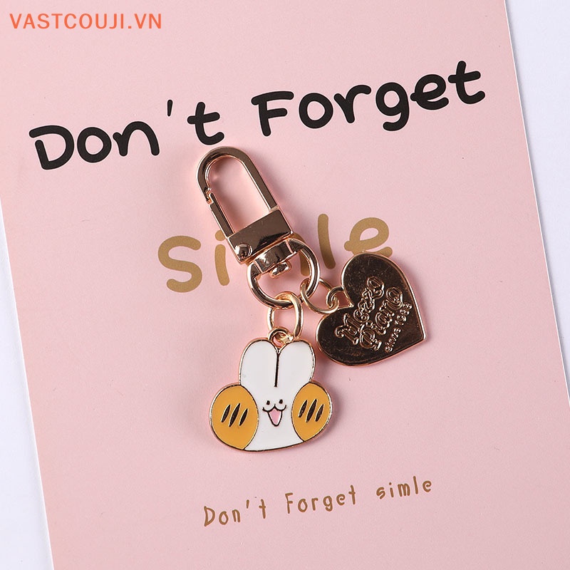 Móc Khóa Hình Thỏ / Gấu Bông VASTJI Kiểu Hàn Quốc Dễ Thương
