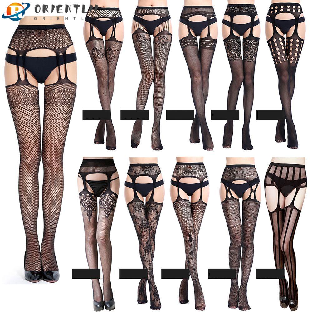 Quần Tất Lưới Trong Suốt Họa Tiết Kẻ Sọc Thêu Họa Tiết Thời Trang Cho Nữ