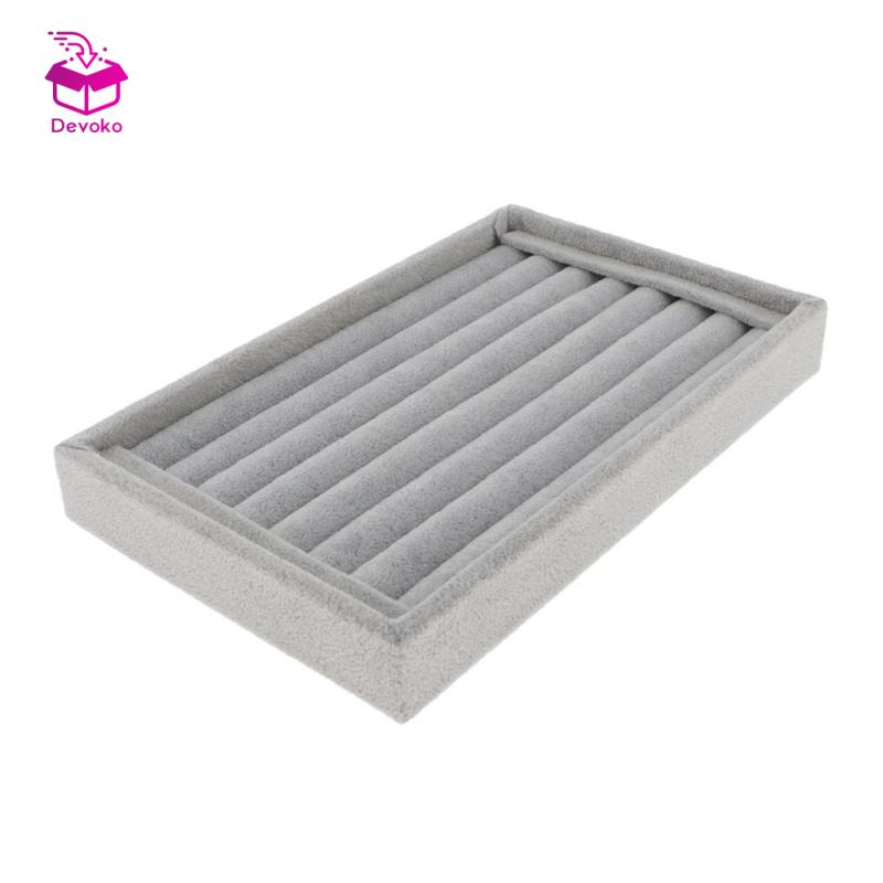 Khay đựng trang sức Devoko bằng nhung màu xám