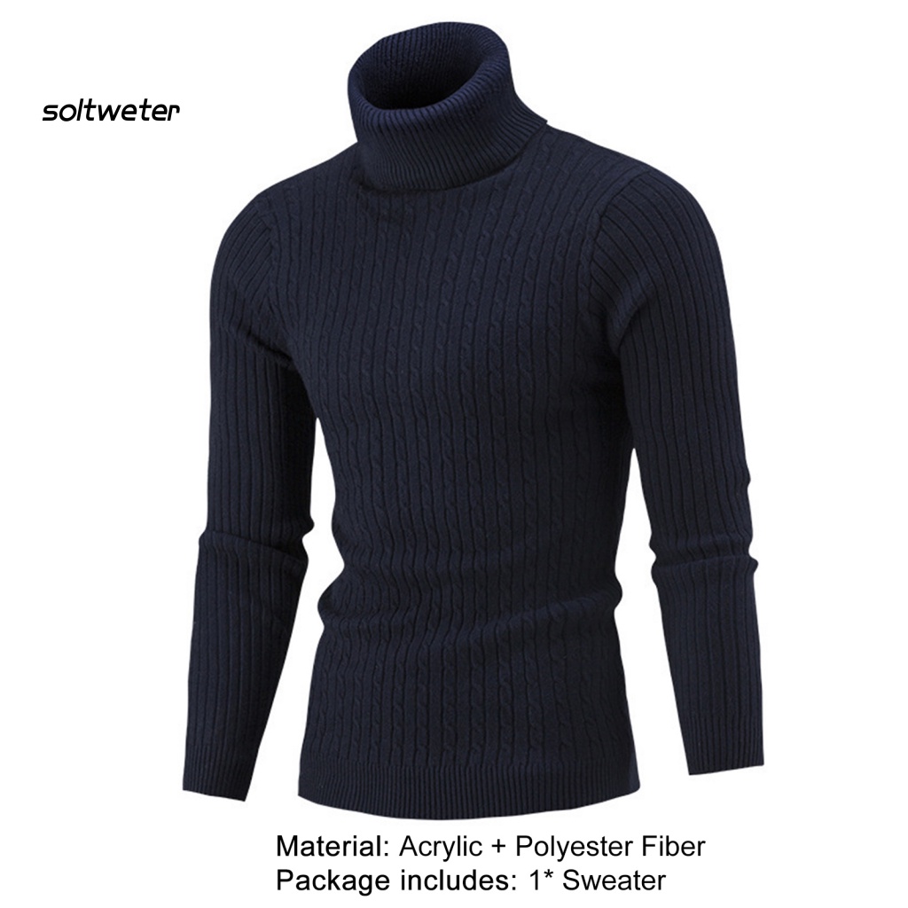 Áo Sweater Dệt Kim Tay Dài Cổ Lọ Màu Sắc Đơn Giản Thời Trang Thu Đông Cho Nam