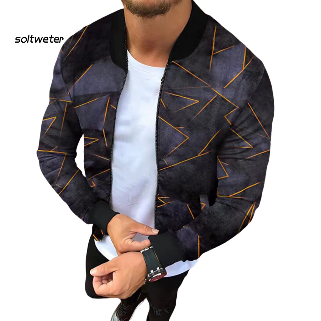 Áo Khoác Gió Cổ Đứng Dáng Rộng Có Khóa Kéo In Họa Tiết Kỹ Thuật Số Phong Cách Đường Phố Mùa Thu Cho Nam