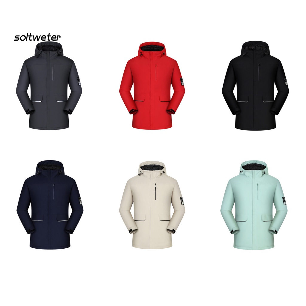 Áo Khoác Unisex Có Nón Bằng Vải Cotton Màu Trơn Chống Gió Chống Tia UV Có Khóa Kéo Dùng Khi Leo Núi Ngoài Trời