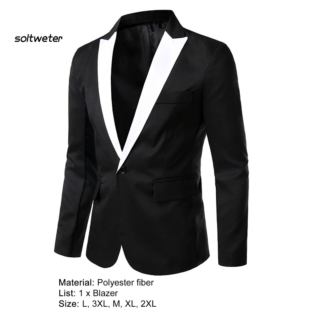 Áo Khoác Blazer Tay Dài Cổ Bẻ Một Nút Màu Khối Ôm Dáng Thời Trang Xuân Thu Cho Nam