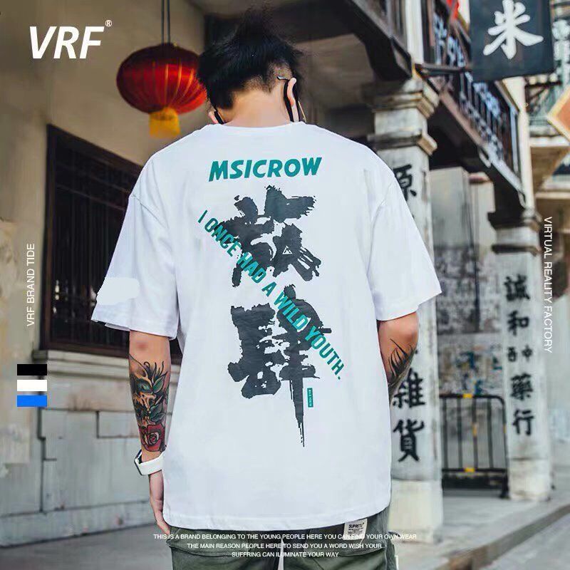 Áo Thun Ngắn Tay Dáng Rộng Thời Trang Hip Hop Đường Phố Âu Mỹ Cá Tính Cho Nam