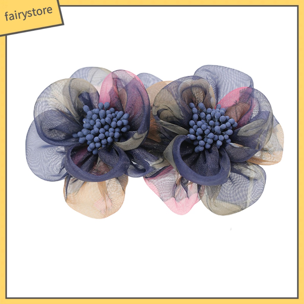 Kẹp Tóc Hình Hoa Sợi Lưới Chống Trượt Sang Trọng Cho Nữ