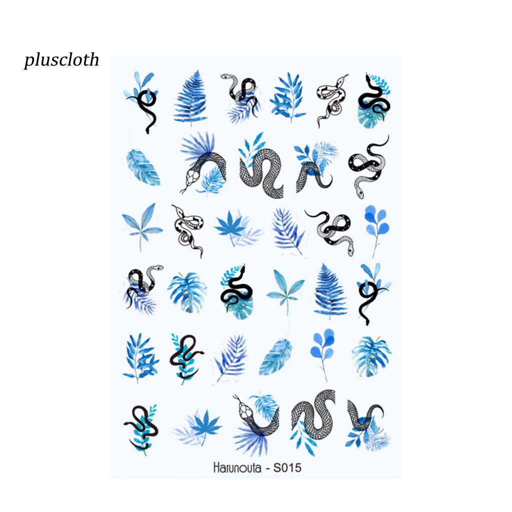 < Plusclothing > Hình Dán Móng Tay Siêu Mỏng Họa Tiết Lá Hoa Nhiệt Đới Màu Trắng Đen Sống Động Cho Nữ