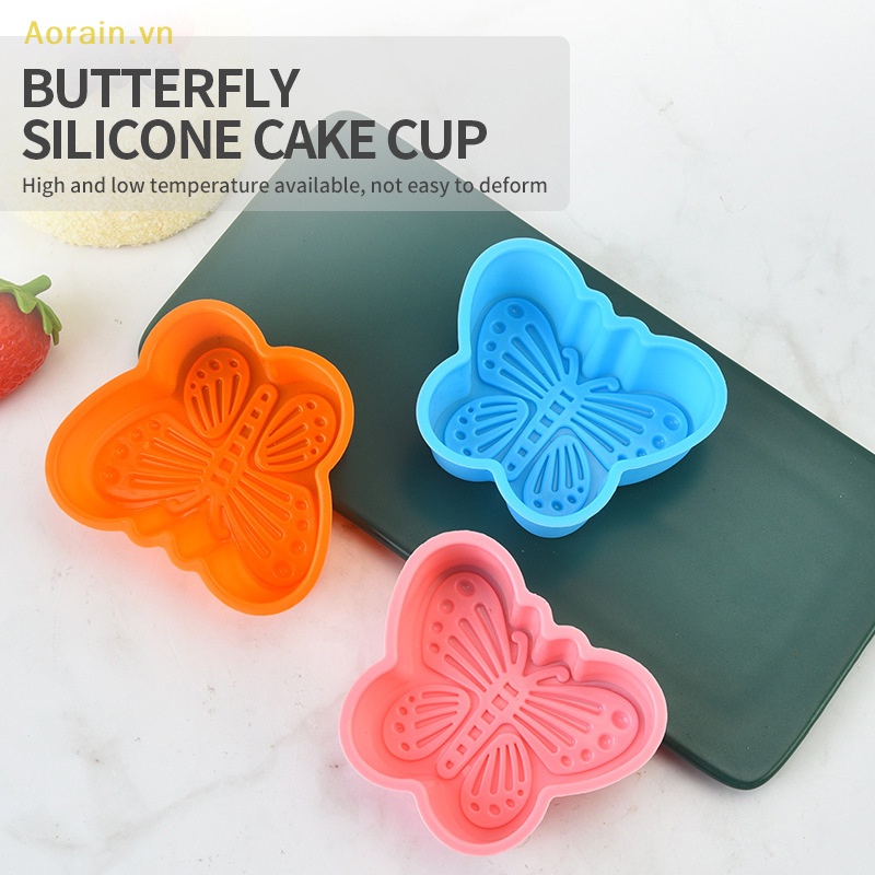 Bộ 4 Khuôn Silicone Làm Bánh Cupcake Hình Bướm Xinh Xắn