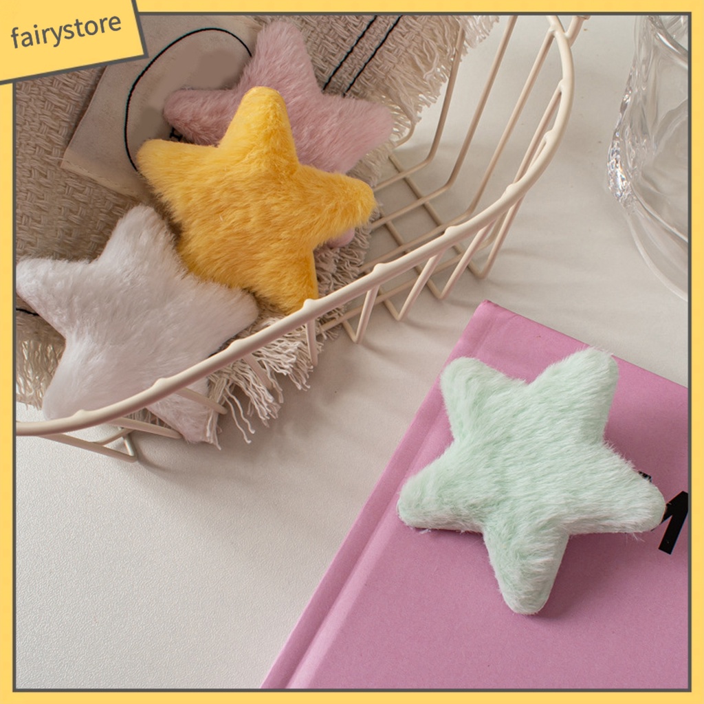 Set 4 Kẹp Tóc Hình Ngôi Sao Năm Cánh Màu Trơn Mềm Mại Chống Trượt