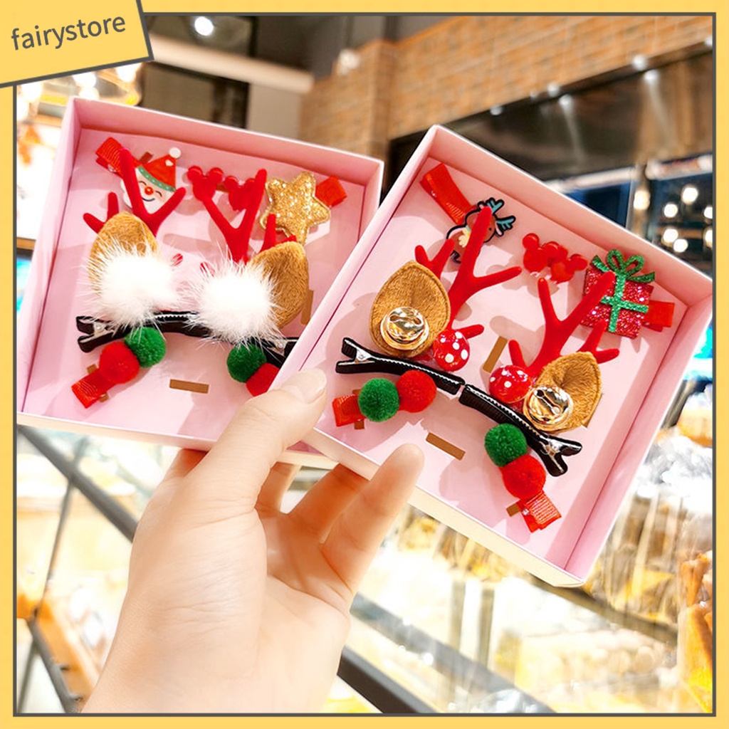 1 Bộ Kẹp Tóc Hình Sừng Hươu Giáng Sinh Bằng Vải Thoải Mái