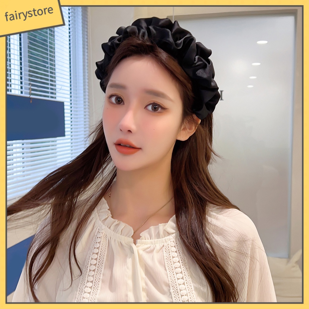 Băng Đô Cài Tóc Vải Satin Co Giãn Chống Trượt Phong Cách Hàn Quốc