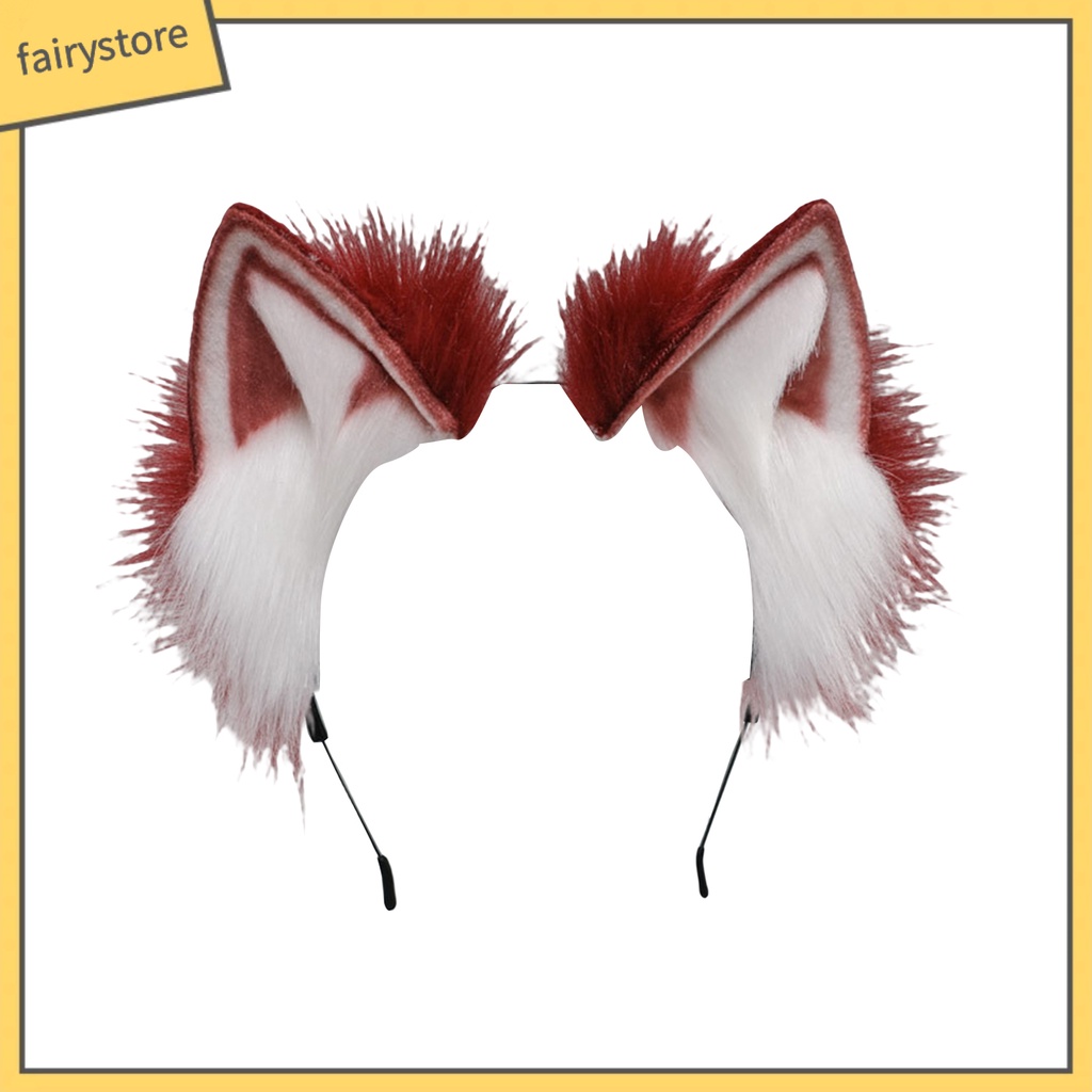 Băng Đô Tai Mèo Bằng Kim Loại Phối Lông Hóa Trang Phong Cách Nhật Bản