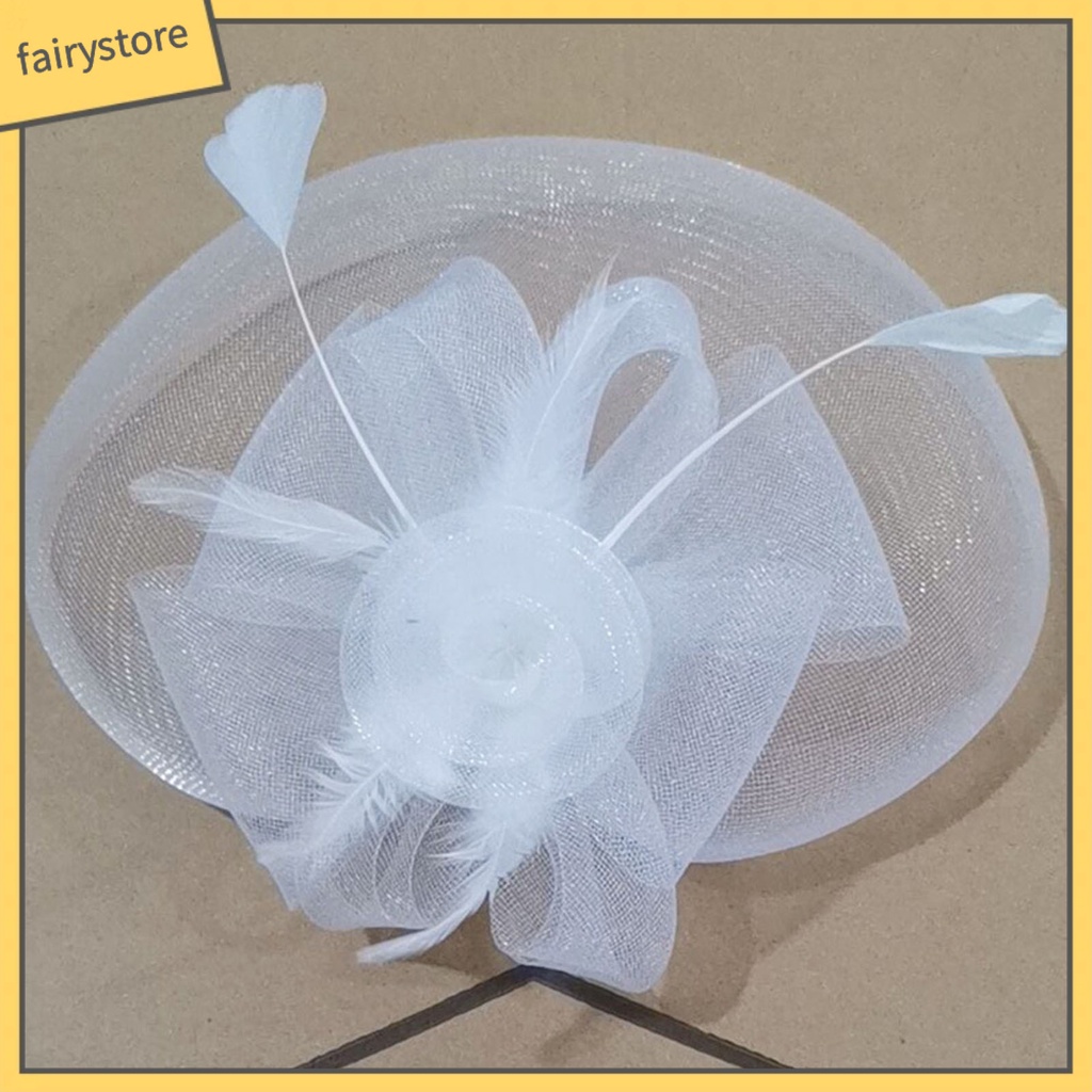 Mũ Lưới Che Mặt Đính Lông Vũ Màu Sắc Tinh Khiết Nhẹ Nhàng Thanh Lịch Dành Cho Cô Dâu