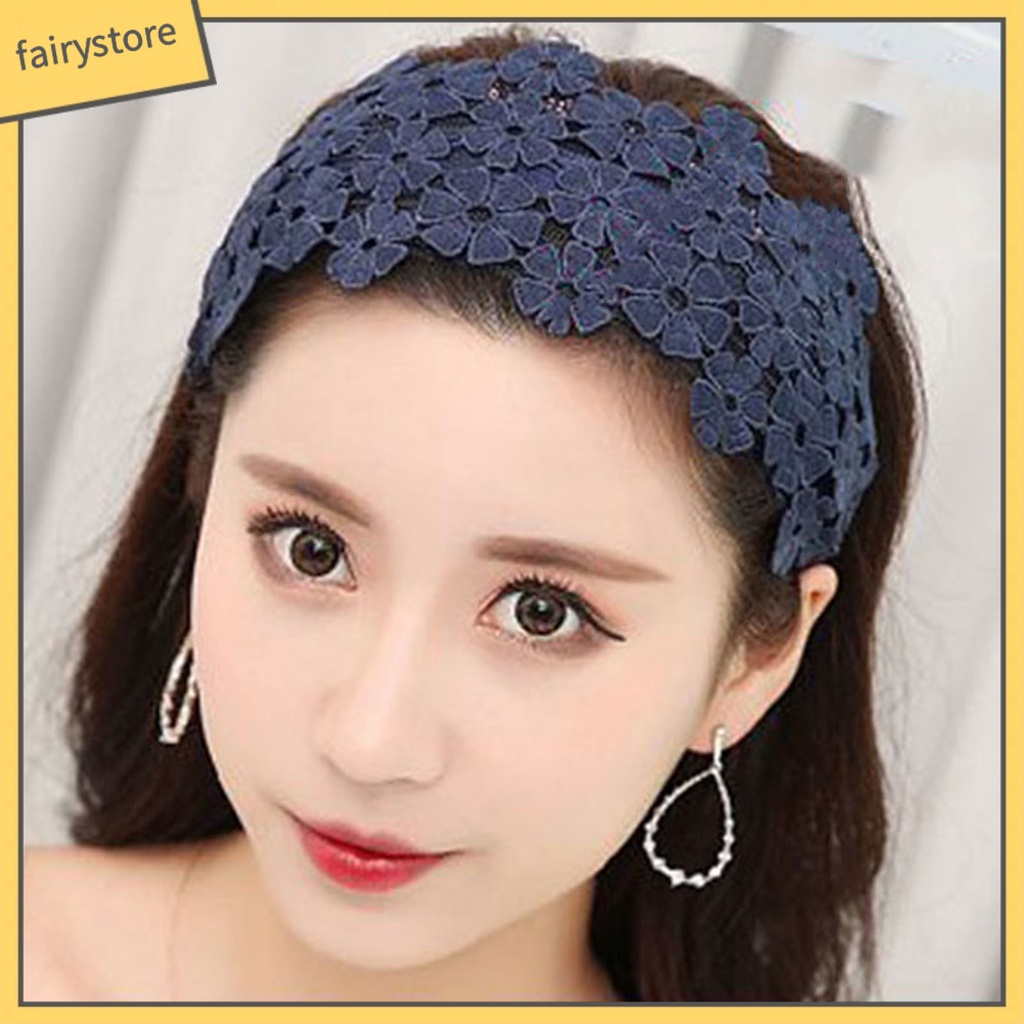 Băng Đô Cài Tóc Họa Tiết Ren Hoa Bắt Mắt Lâu Trôi Chống Biến Dạng